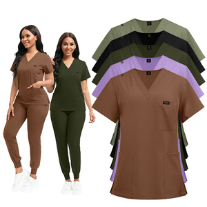 Conjuntos <span class=keywords><strong>de</strong></span> Uniformes Médicos para Mujer, para Doctoras y Enfermeras, Elásticos, <span class=keywords><strong>de</strong></span> Spandex/Poliéster, Servicio <span class=keywords><strong>de</strong></span> Logotipo Personalizado, Uso Hospitalario, en Existencia - Product Image 1
