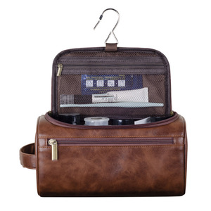Trousse de Toilette de Luxe Portable en Cuir PU Imperméable, Sac de Maquillage de Voyage Suspendu pour Hommes, Trousse Cosmétique pour Salle de Bain - Product Image 1