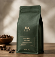 Emballage écologique personnalisé avec logo imprimé, 250g, 1kg, pour café, en-cas, nourriture pour animaux, sacs de café de 5 lb avec valve et fermeture éclair