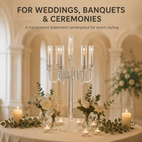 Candélabre en acrylique transparent à 5 bras, porte-bougie, centre de table de mariage, décoration de toile de fond pour événements