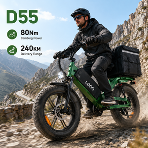 Vélo cargo électrique D55, pneus larges de 20 pouces, couple de 80 Nm, autonomie de 240 km, double suspension, frein à disque, cadre en aluminium, vélo de montagne électrique - Product Image 1