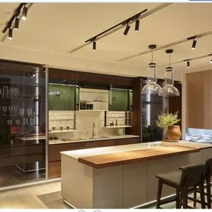 Современный новый дизайн, полный набор кухонных шкафов YAMAN, роскошные кухонные шкафы из массива дерева
