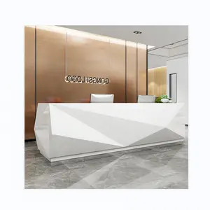 Fantasia Levou Frente Contador Mesa De Recepção Branco Bonito Curvado Grande Personalizado Bar Balcão Escritório Móveis Contemporâneo Painel