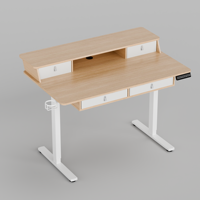 Bureau debout électrique ergonomique PRORIALS avec 4 tiroirs, porte-gobelet, hauteur réglable - Surface en métal et bois, pour bureau à domicile, assemblé