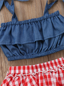 Vêtements pour bébés importés de Chine Ensemble haut et sous-vêtements en jean pour filles - Product Image 4