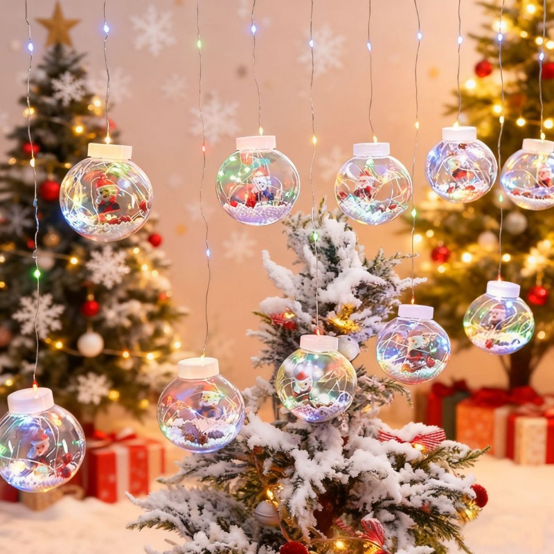 Milliongreat Merry Christmas LED Christmas Lights Globe Festive PVC Tree Decorations IP44 Battery Po
