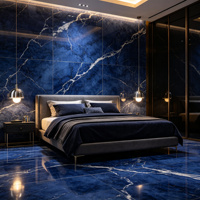 Dalle murale polie en pierre frittée de marbre bleu saphir 6 mm, 1200x2700 mm
