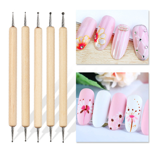 Nail 5 Cái/bộ Bằng Gỗ Nằm Rải Rác Bút Thạch Picker Bút Nghệ Thuật Móng Tay Dập Nổi Bút 2 Cách Móng Tay Các Công Cụ Nghệ Thuật Dotter - Product Image 1