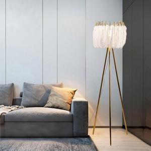 โคมไฟเหล็ก LED สีขาวรูปขนนกสไตล์วินเทจที่สร้างสรรค์โคมไฟตั้งพื้นสีฟ้า E27สำหรับบ้านห้องรับประทานอาหารห้องนอนตกแต่งแบบนอร์ดิก - Product Image 2