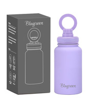 Bouteille d'eau en acier inoxydable avec couvercle magnétique, 650 ml, bouteille de sport à double paroi isolée sous vide avec support magnétique pour téléphone