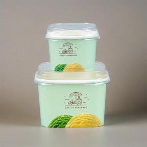 Gobelet en papier personnalisable Bols jetables pour crème glacée au yaourt kraft avec couvercles en PE pour desserts à emporter - Product Image 4