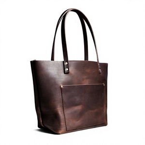 Pochette minimaliste en cuir véritable unisexe grande capacité à ouverture supérieure avec bandoulière décontractée marron pour usage quotidien, sac à main zippé imperméable - Product Image 4