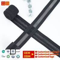 Bande élastique en polyester maillé OEM, bande élastique noire de 50 mm, logo personnalisé, bande élastique jacquard de créateur pour la couture de vêtements