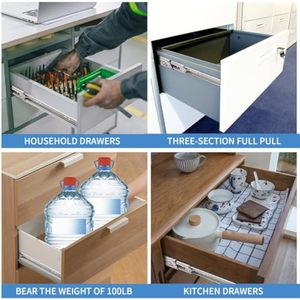 <span class=keywords><strong>Heavy</strong></span> Duty Ferro Telescópico Canal Runner Modern Ball Bearing Gaveta Trilho para Cozinha Jantar Armários Quarto Ao Ar Livre - Product Image 6