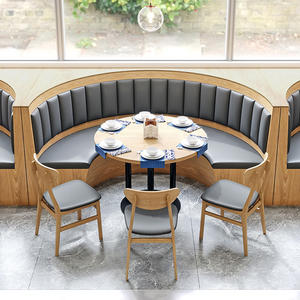 อุตสาหกรรมหรูหราแสงย้อนยุคกึ่งวงกลมสูงกลับหนังโซฟารอบร้านอาหารบูธที่นั่งโซฟาสําหรับร้านอาหาร - Product Image 3