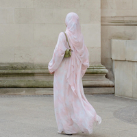 Abaya Sharut OEM/ODM Dubaï, Robe Abaya de Luxe pour l'Aïd, Robe Islamique Modeste pour Femme, en Mousseline Imprimée Fluide, Collection 2026