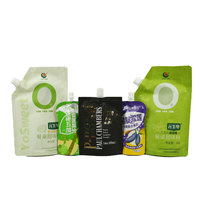Sacs d'emballage en plastique réutilisables avec logo personnalisé, pour boissons, jus de fruits, boissons, sachet debout avec bec verseur liquide