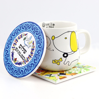 Sous-verres ronds en céramique personnalisés avec logo, réutilisables, souvenirs de pays, pour boissons, vente en gros