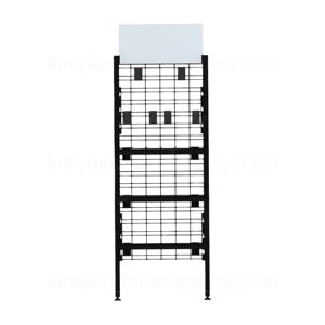 Multi-Function Metal Floor <b>Display</b> <b>Rack</b> with Hooks & Shelves Wire Panel Stand for Snacks Accessories Daily Goods Supermarket - Product Image 3