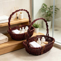 Panier tressé à la main en rotin et osier, multi-usages : rangement, courses, fruits, cadeaux, arrangements floraux, cueillette de jardin