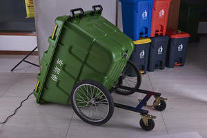 NUEVO 400 litros 4 ruedas Cubo de basura de plástico móvil Recogida de basura por carro de mano Camión de basura de mano - Product Image 3