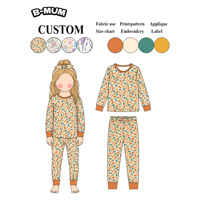 Ensemble pyjama OEM/ODM pour fillettes, imprimé planche de surf, 2-7 ans, manches longues, coton respirant, vêtements de détente pour enfants, pour dormir