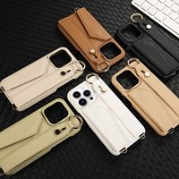 Étui de téléphone en cuir avec lanière en bandoulière au design de luxe avec porte-cartes pour iPhone 11 12 13 14 15