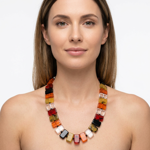 Handmade <b>Resin</b> <b>Craft</b> Beaded Necklace Multicolor Irregular Shape Statement Jewelry Fashion Accessory - Product Image 1