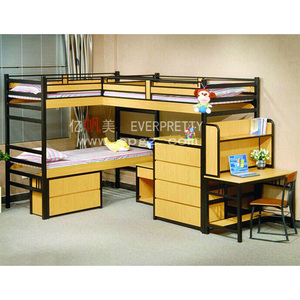 Giường tầng 3 người thiết kế hiện đại, màu sắc tùy chỉnh, có tủ quần áo và bàn học dành cho sinh viên - Product Image 1
