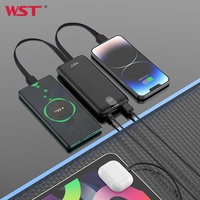 WST Banco De Potencia Innovant LED Affichage Numérique Capacité Réelle OEM ODM Charge Rapide 10000mah Power Bank avec Câble de Charge
