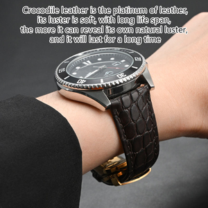 Correas de <span class=keywords><strong>Reloj</strong></span> de Piel de Cocodrilo para Tissot <span class=keywords><strong>Longines</strong></span>, Correas de Repuesto con Cierre Desplegable, <span class=keywords><strong>Correa</strong></span> de <span class=keywords><strong>Reloj</strong></span> Genuina Crozzling - Product Image 4