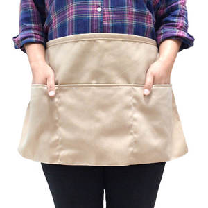 Tablier personnalisé haut de gamme en polycoton uni, tablier de taille à trois poches pour personnel de café et de commerce de détail, avec logo personnalisé - Product Image 2