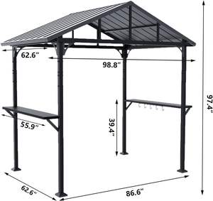 Gazebo para Parrilla de 8' x 5', Gazebo Metálico para Barbacoa con Techo de Estructura Triangular y Orificios de Drenaje, Toldo para Parrilla con <span class=keywords><strong>2</strong></span> Estantes Laterales - Product Image 6