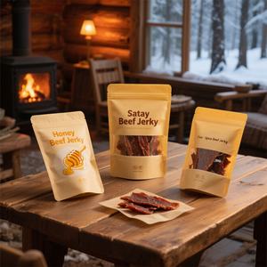 Bolsa de Papel Kraft Biodegradable con Cierre y Ventana para Empacar Carne Seca y Granos de Café, con Impresión de Logotipo Personalizada - Product Image 5