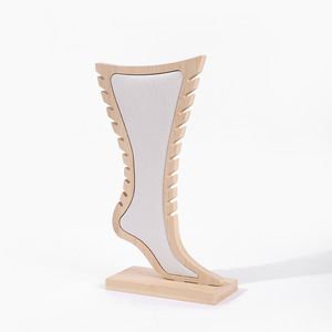 Cadena de Tobillo de Madera de Bambú con Forma de <span class=keywords><strong>Pie</strong></span> Creativo, Soporte de Exhibición, Soporte de Terciopelo, Organizador de Almacenamiento, Accesorio de Estante - Product Image 5