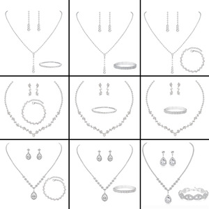 Conjunto <span class=keywords><strong>de</strong></span> Joyería Vintage Bohemia, Collar y Aretes con Pedrería Brillante y Perlas, para Mujer, Ideal para Bodas y Fiestas - Product Image 2
