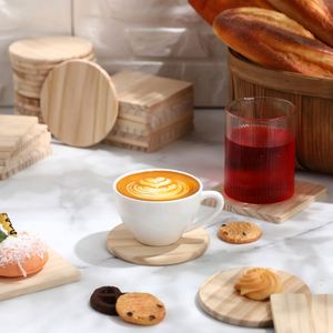 Wood Blank Wooden <b>Craft</b> Coasters With Non Slip <b>Foam</b> Pad Stickers for Christmas Diy Stained Painting Home Decoration - Product Image 3