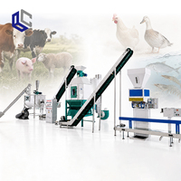 Ligne de production de granulés d'aliments pour animaux avec broyeur à marteaux, mélangeur, granulateur, refroidisseur et tamiseur