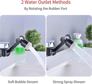 Gran Oferta 1080 °   Extensor de Grifo Giratorio Universal con Aireador, 2 Modos de Chorro de Agua con Función de Ahorro de Agua, Hecho de Latón Resistente - Product Image 3