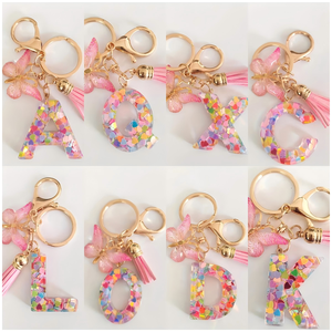 พวงกุญแจอะคริลิคห้อยจี้รูปผีเสื้อและตัวหนังสือทำจากอัลลอยของผู้หญิงสำหรับกระเป๋าและเป้สะพายหลัง - Product Image 2