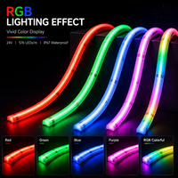 Tira de LED RGB COB de 24 V, IP67, Resistente al Agua, 576 LED/m, Rollo de 50 m, Cinta de Luz Lineal Flexible sin Puntos para Decoración de Jardín Exterior