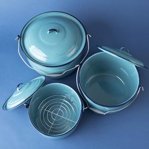 Pewter Bucket Juego Set De Ollas De Peltre Cinsa Bateria De Cocina Esmalte Utensilios De Cocina 7 Piezas 26/30/34cm <span class=keywords><strong>Convexa</strong></span> Turquesa Pewter - Product Image 6