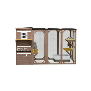 Tour d'escalade pour chat en bois, maison pour chat d'intérieur, mobilier félin de taille moyenne, design moderne - Product Image 1