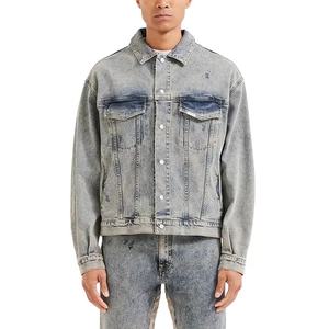 Vente chaude populaire coton Spandex Vintage <span class=keywords><strong>pierre</strong></span> lavage épais matériel Denim hommes vêtements de rue en plein air Denim veste - Product Image 1