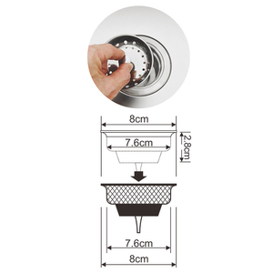 Kit de vidange pour <span class=keywords><strong>évier</strong></span> de cuisine <span class=keywords><strong>80</strong></span> <span class=keywords><strong>mm</strong></span>, comprenant un filtre, un couvercle de vidange en maille, des raccords de vidange et un panier de vidange 84 <span class=keywords><strong>mm</strong></span> - Product Image 5