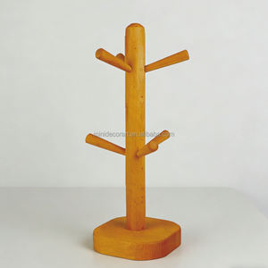 ชั้นวางแก้วไม้สองชั้นแบบไม่พับได้ ที่วางเครื่องดื่มทันสมัย สำหรับจัดระเบียบแก้วกาแฟและแก้วน้ำ บนเคาน์เตอร์ครัว - Product Image 4