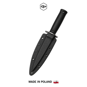 Cuchillo táctico de supervivencia hecho a mano con hoja fija de doble filo de acero O2, espiga completa y funda de Kydex para uso en áreas silvestres. - Product Image 2