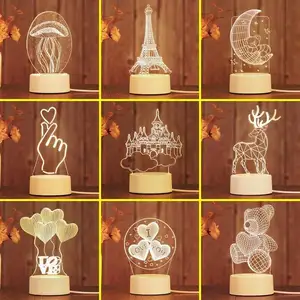Benutzer definierte kreative Geburtstags geschenk 3D Nachtlichter Weihnachts lampe Raum dekor