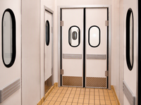 Porte battante bidirectionnelle isolée de 40 mm en acier inoxydable à double battant pour salle blanche et entrepôt de supermarché