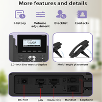 Téléphone IP pour hôtel, bureau, double port 100 Mbps, 802.3af POE SIP V2, téléphone VoIP de conférence avec enregistrement des appels